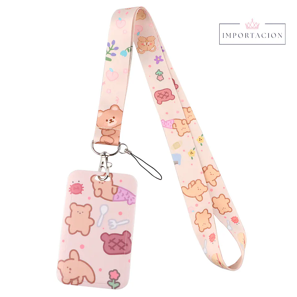 Portacredencial Vertical + Lanyard Ositos Kwaii 3