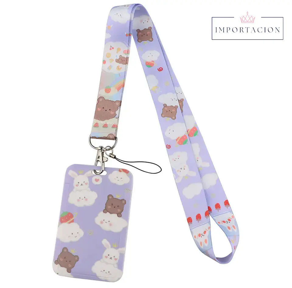 Portacredencial Vertical + Lanyard Ositos Kwaii 4