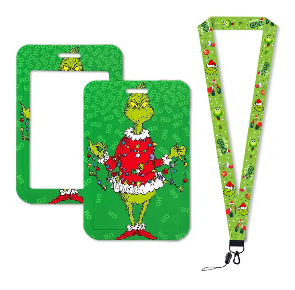Preventa Portacredencial Vertical + Lanyard Grinch Navideño 6
