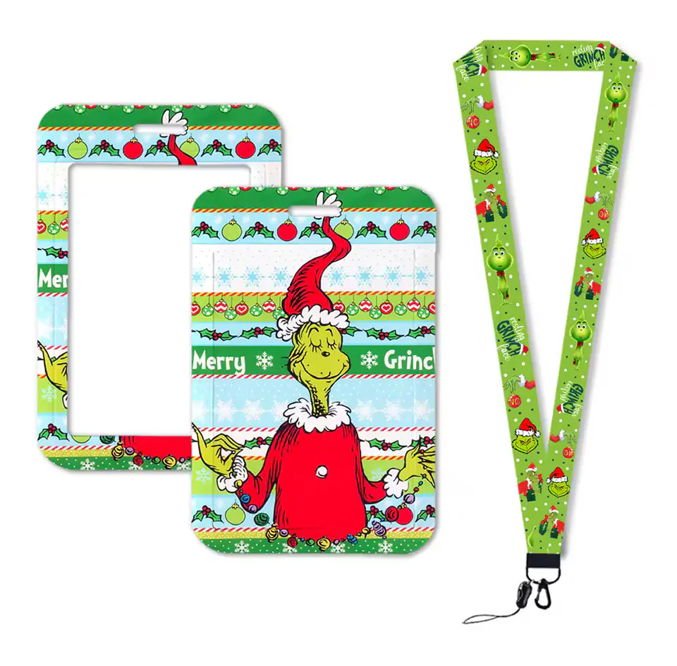 Preventa Portacredencial Vertical + Lanyard Grinch Navideño 9