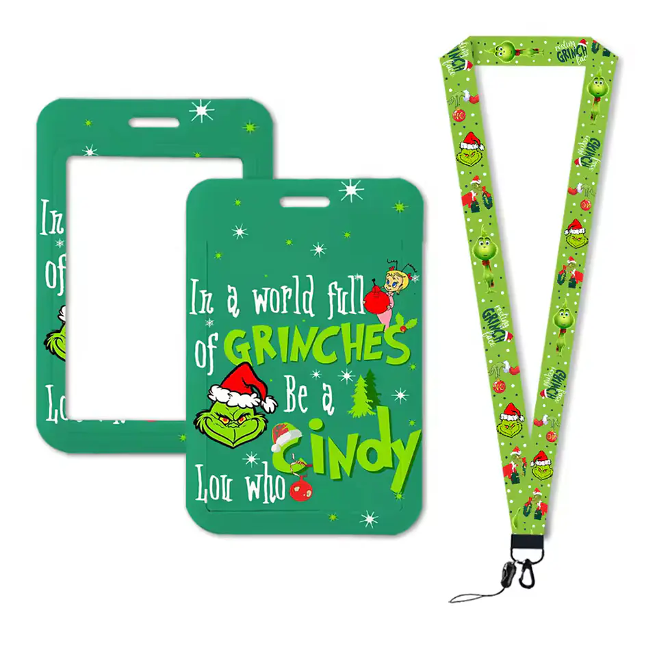 Preventa Portacredencial Vertical + Lanyard Grinch Navideño 10