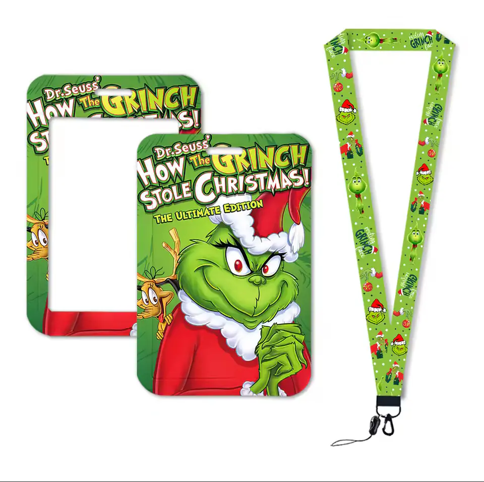 Preventa Portacredencial Vertical + Lanyard Grinch Navideño 11