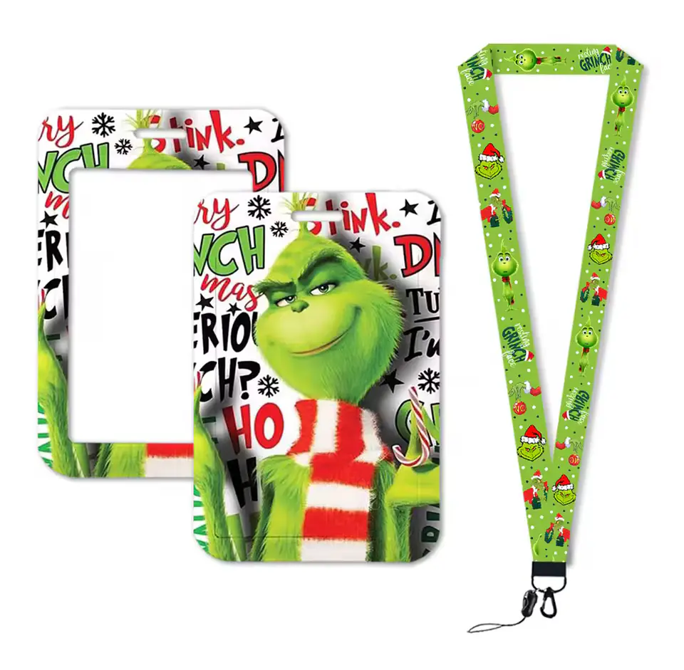 Preventa Portacredencial Vertical + Lanyard Grinch Navideño 12
