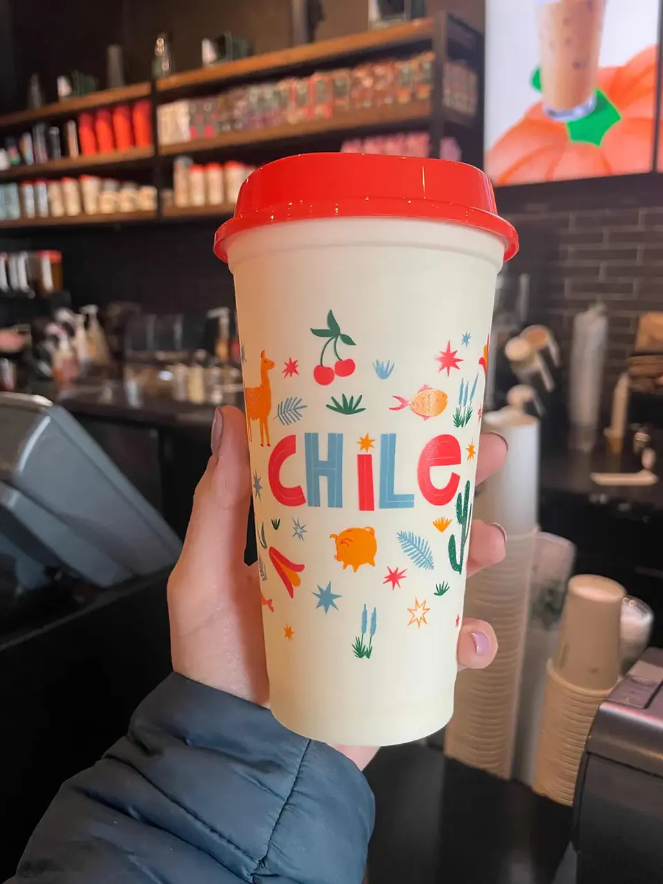 Vaso Starbucks Reutilizable Chile Nuevo Con Tapa Aniversario 20 Años 473ml 2