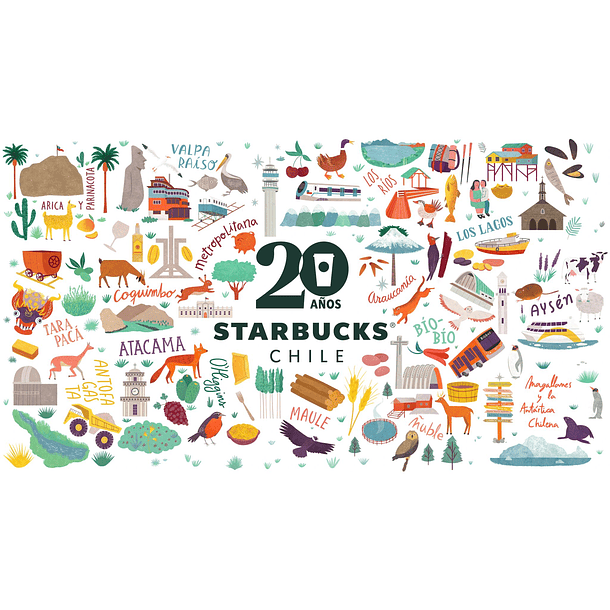 Vaso Starbucks Reutilizable Chile Nuevo Con Tapa Aniversario 20 Años 473ml 4