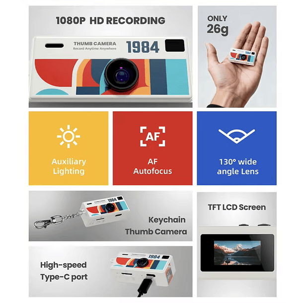 Preventa Mini Camara Retro Digital Llavero Con Pantalla Lcd 1080hd 3