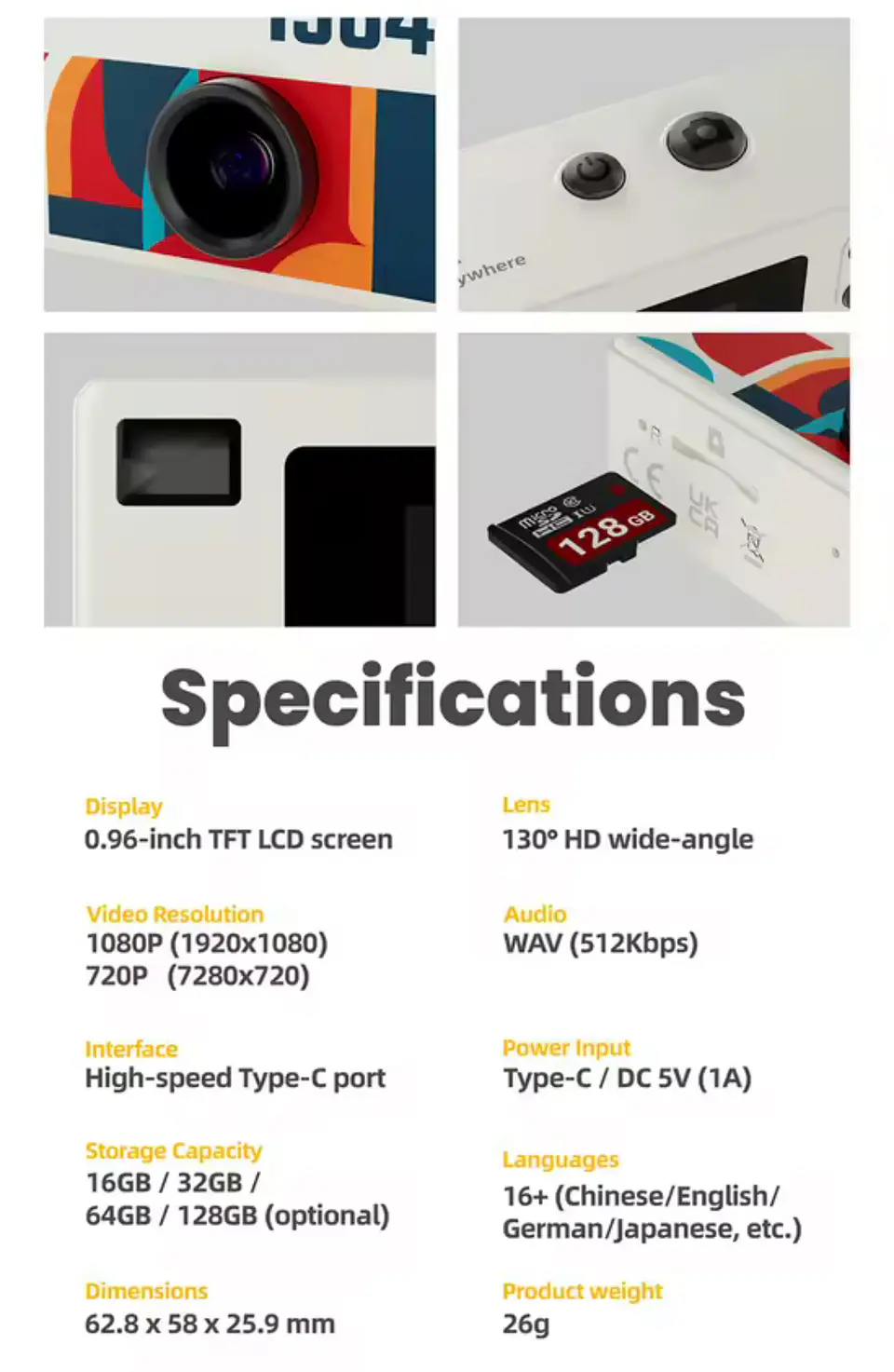 Preventa Mini Camara Retro Digital Llavero Con Pantalla Lcd 1080hd 35