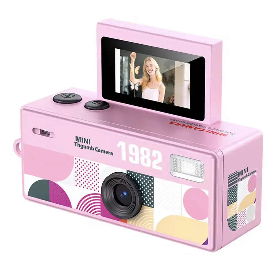 Preventa Mini Camara Retro Digital Llavero Con Pantalla Flip 8