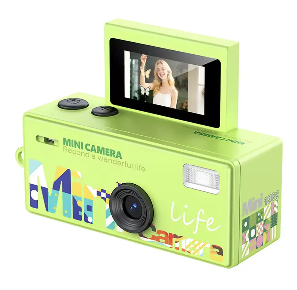 Preventa Mini Camara Retro Digital Llavero Con Pantalla Flip 9