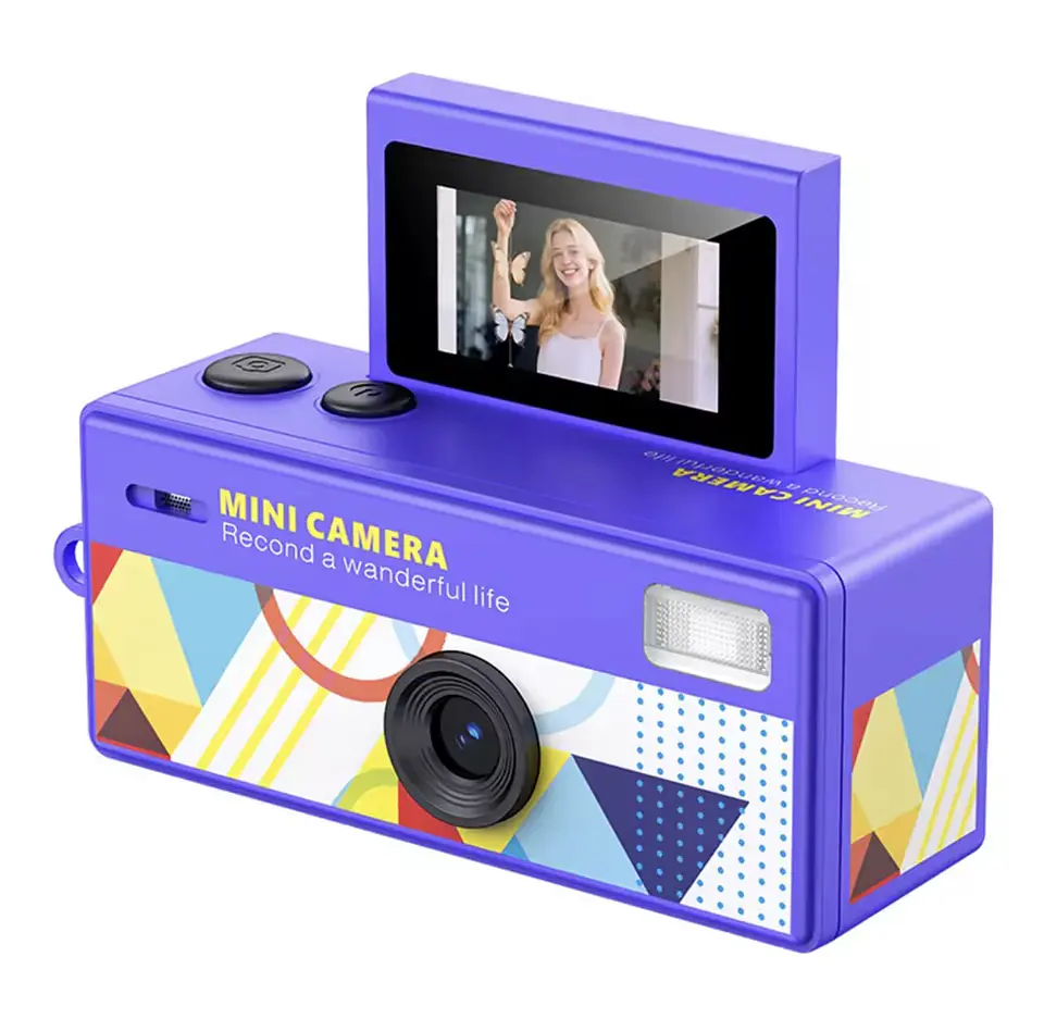 Preventa Mini Camara Retro Digital Llavero Con Pantalla Flip 10