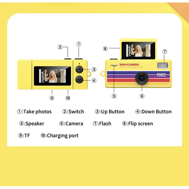 Preventa Mini Camara Retro Digital Llavero Con Pantalla Flip 4