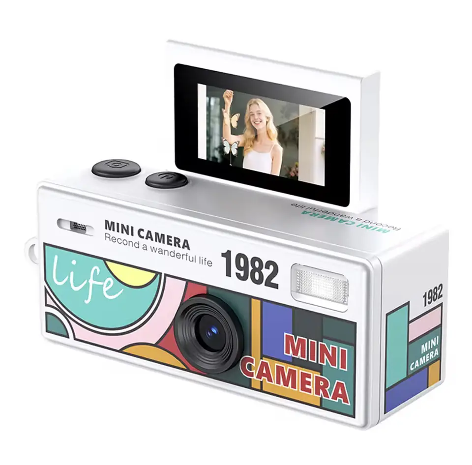 Preventa Mini Camara Retro Digital Llavero Con Pantalla Flip 13
