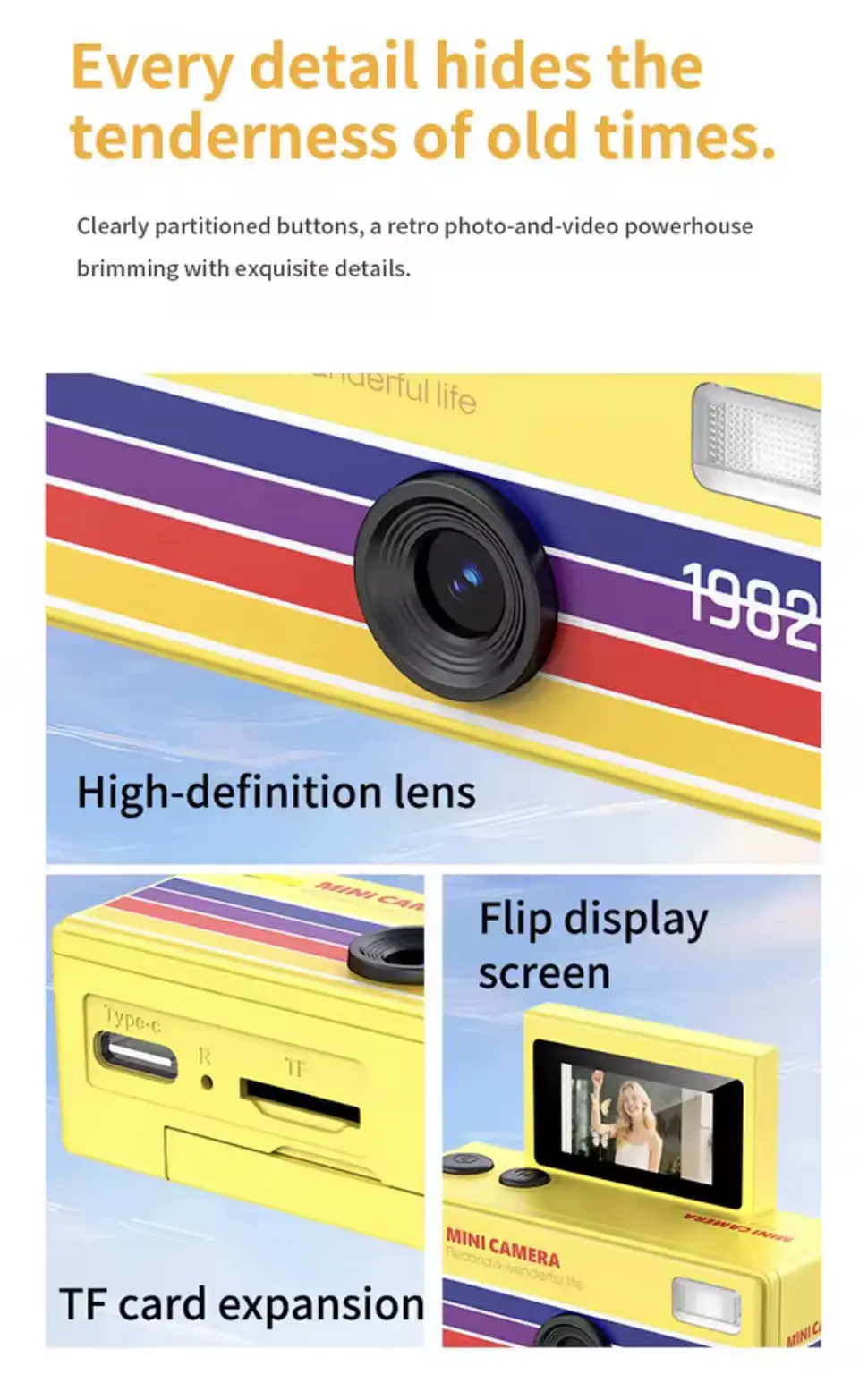 Preventa Mini Camara Retro Digital Llavero Con Pantalla Flip 3