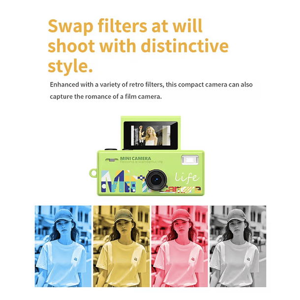 Preventa Mini Camara Retro Digital Llavero Con Pantalla Flip 5