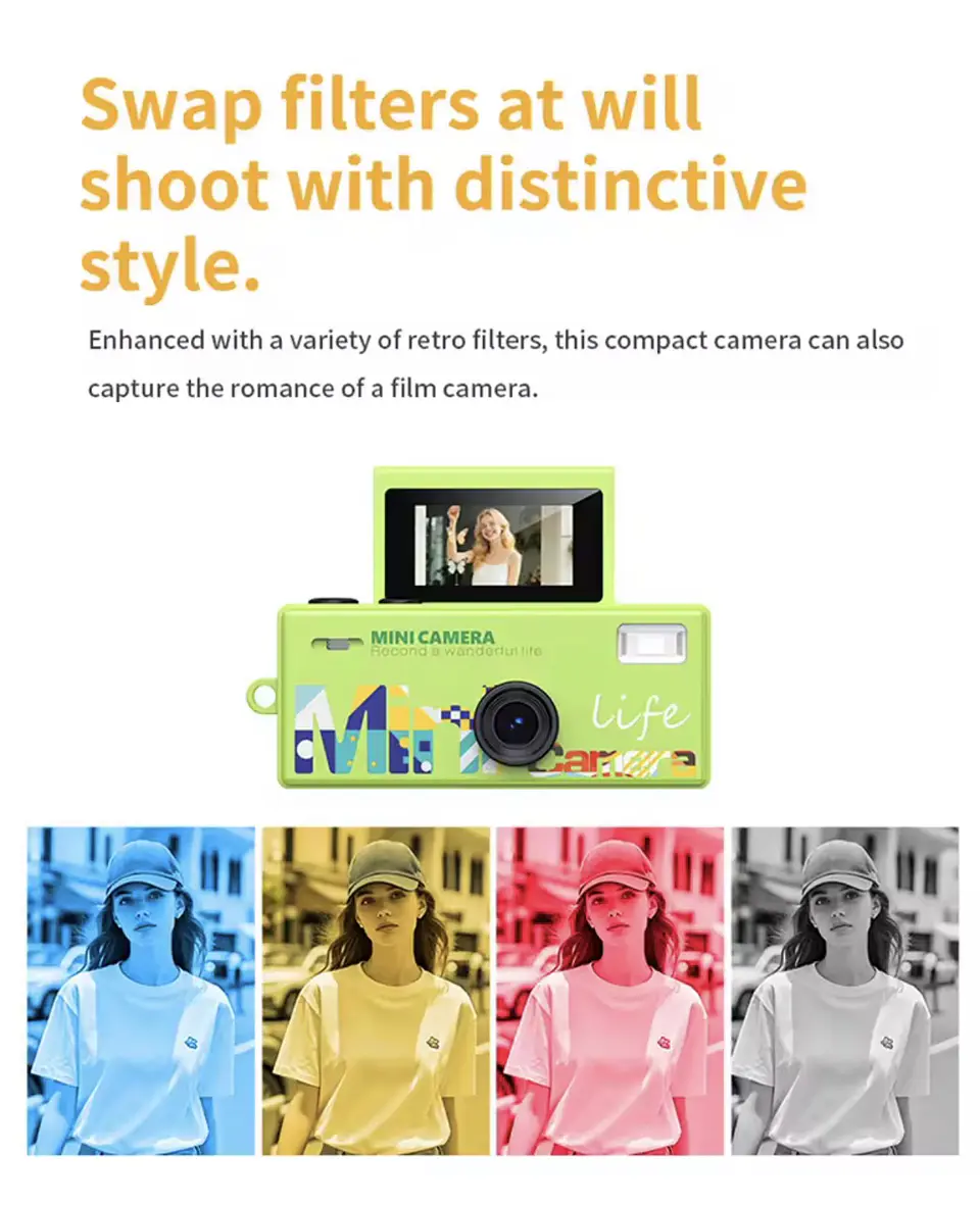 Preventa Mini Camara Retro Digital Llavero Con Pantalla Flip 5