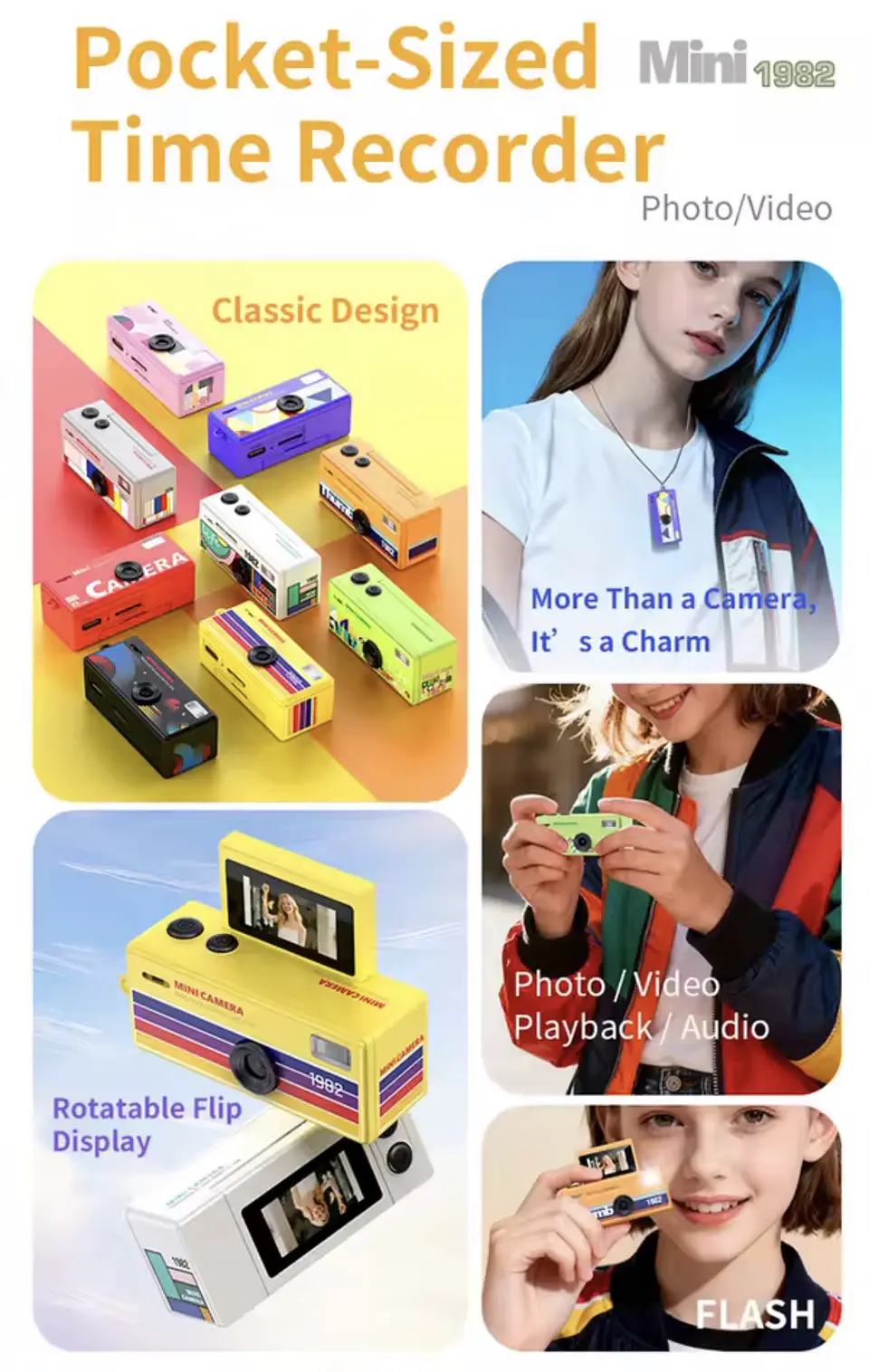 Preventa Mini Camara Retro Digital Llavero Con Pantalla Flip 6