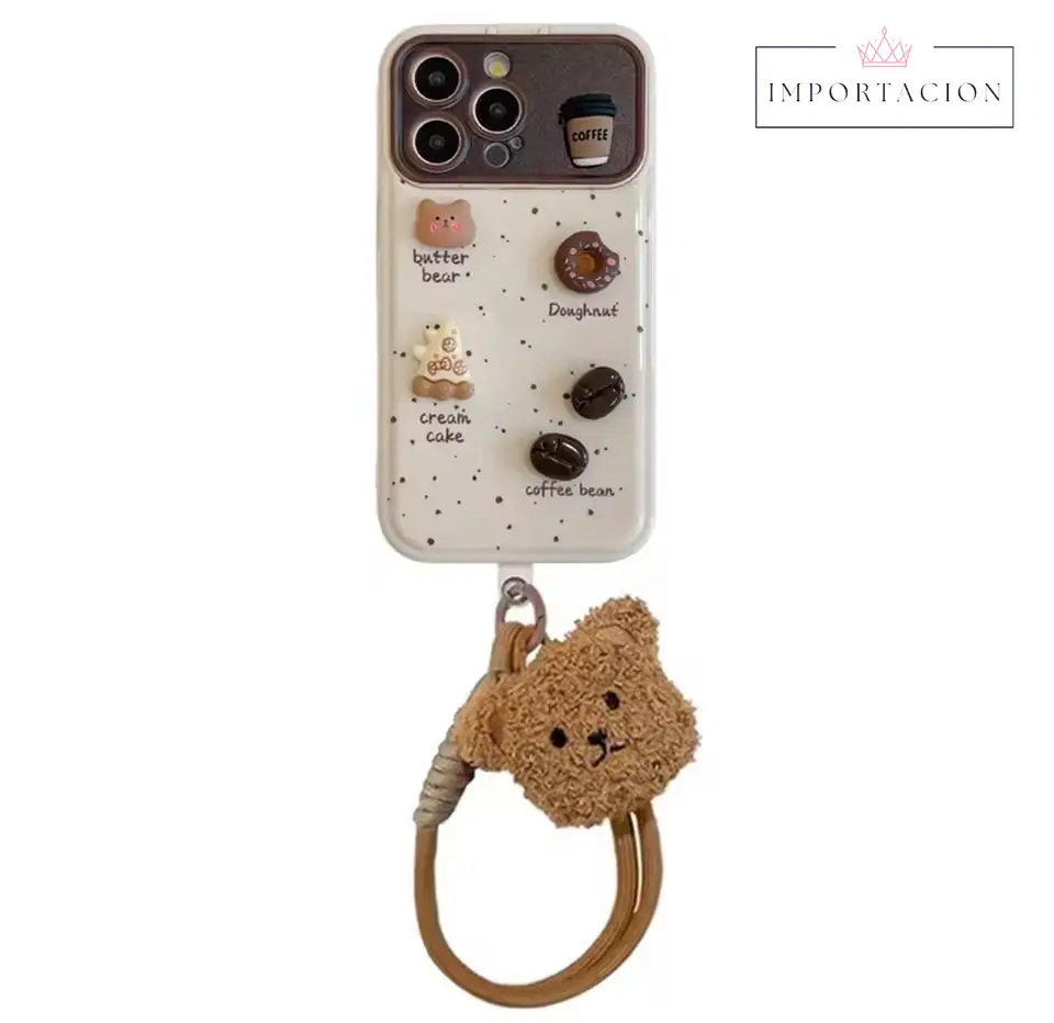 Preventa Carcasa iphone Osito Cafe + colgante osito 1