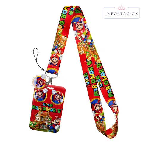 Preventa Portacredencial Vertical + Lanyard Mario Y Luigui