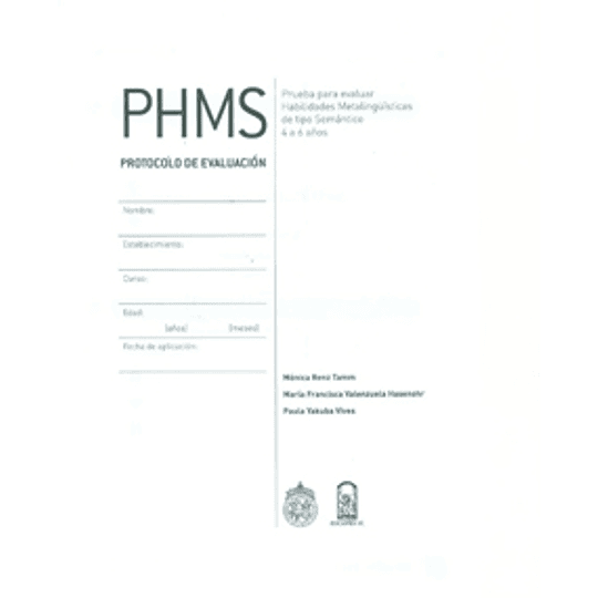 Phms Protocolo De Evaluacion 4 A 6 Años