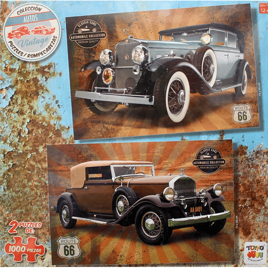 Puzzle  1000 Piezas  Autos Vintage  3  (Incluye 2 Puzzles)