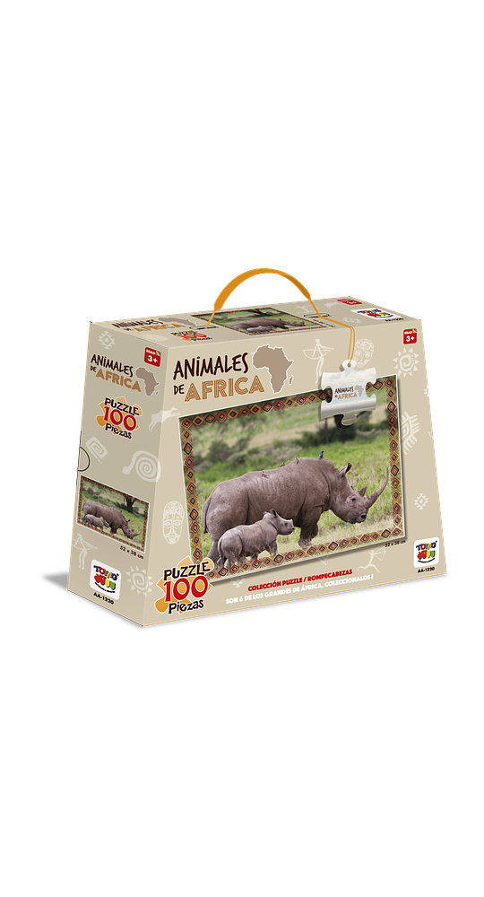 Puzzle Animales De Africa 100 Piezas Rinoceronte