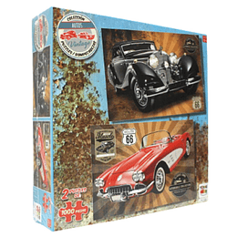 Puzzle  1000 Piezas  Autos Vintage  1  (Incluye 2 Puzzles)