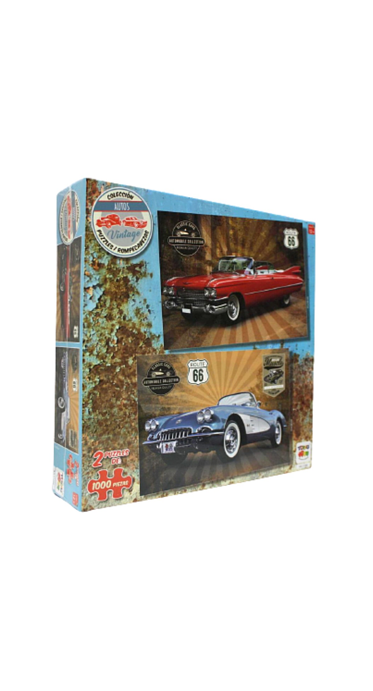 Puzzle  1000 Piezas  Autos Vintage  4  (Incluye 2 Puzzles)