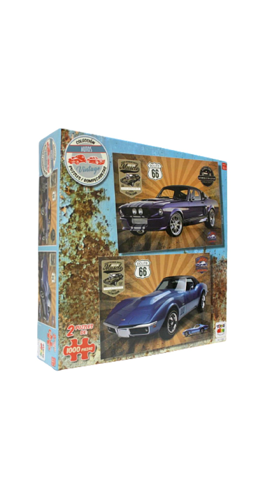 Puzzle  1000 Piezas  Autos Vintage  6  (Incluye 2 Puzzles)