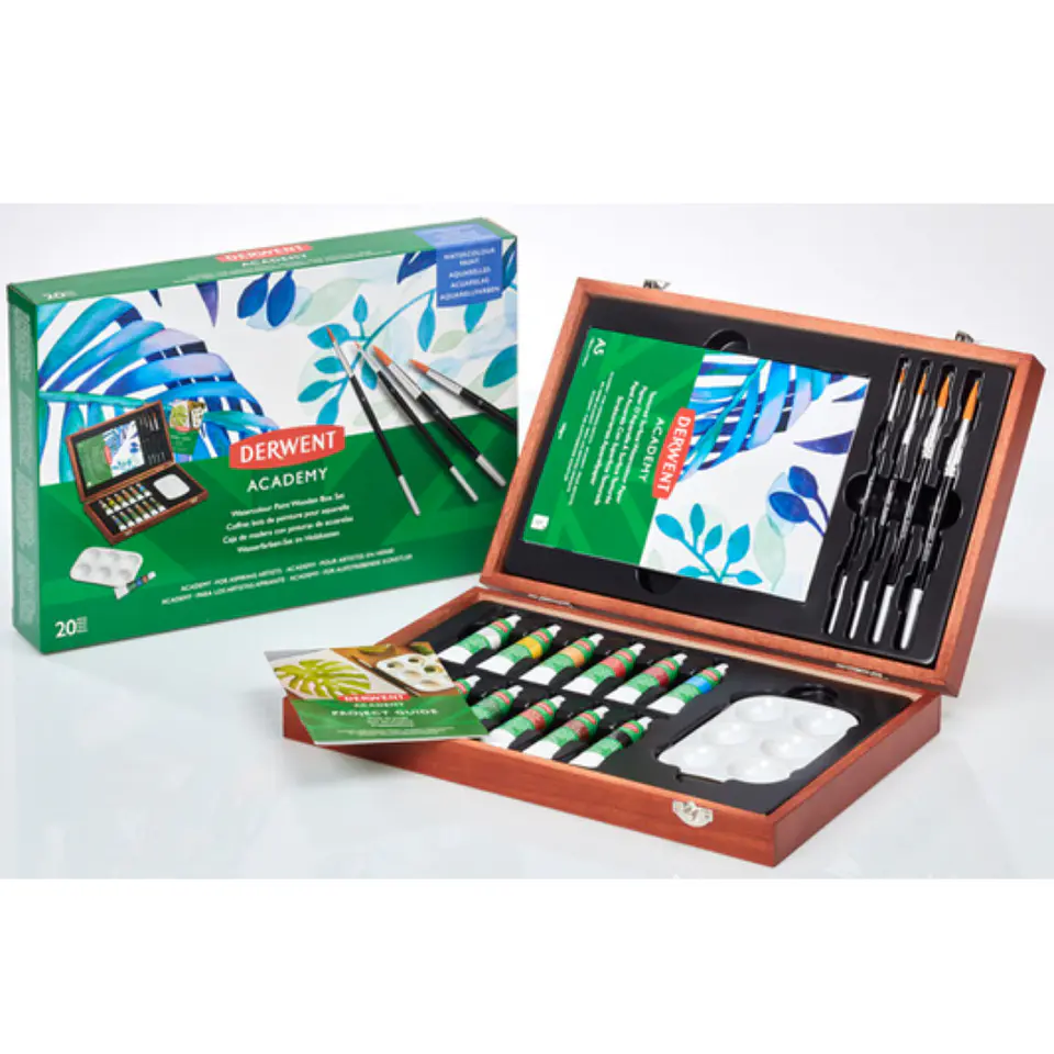 Set De Pintura Acuarela Caja De Madera Derwent 1