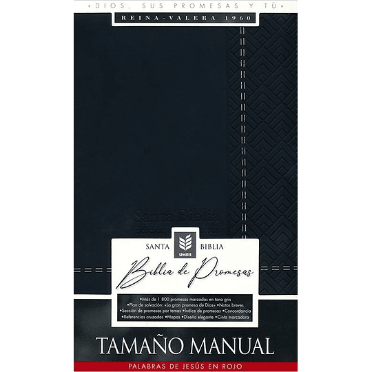 Biblia De Promesas Rvr-1960 Tamaño Manual Letra Grande Con Cierre Negra