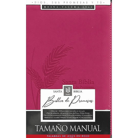 Biblia De Promesas Rvr-1960 Tamaño Manual Letra Grande Con Cierre Fucsia