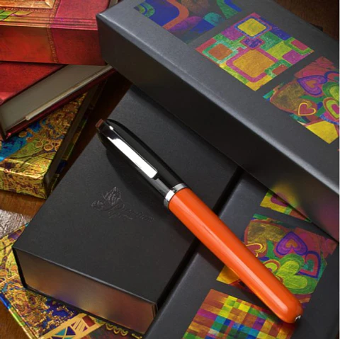 Lapicera Roller Fullcolor Redonda Naranja