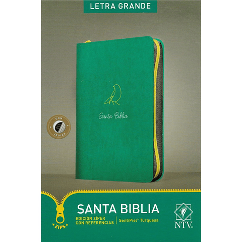 Biblia Ntv Letra Grande Con Cierre E Indice Edicion Ziper Con Referencias Turquesa