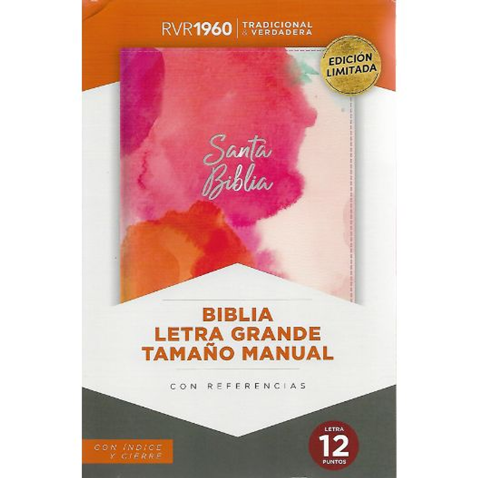 Biblia Rvr1960 Letra Grande Tamaño Manual Con Indice Y Cierre (Tapa Imitacion Piel) Fucsia 1