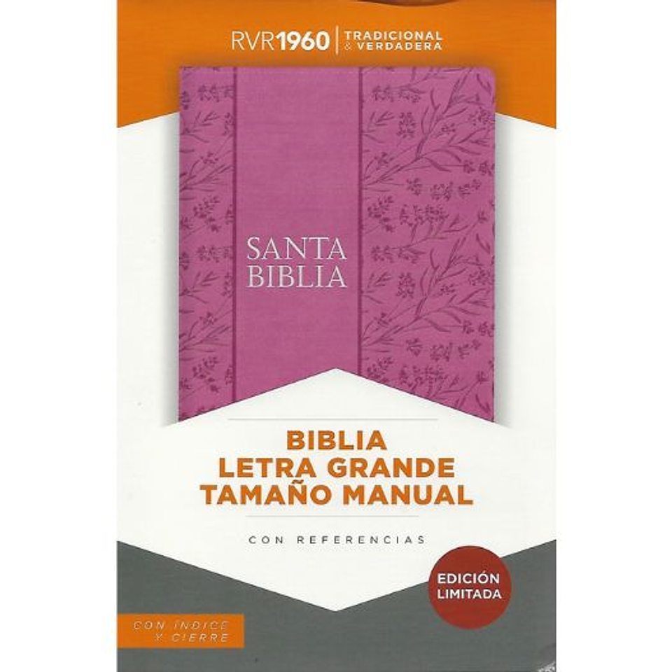Biblia Rvr1960 Letra Grande Tamaño Manual Con Indice Y Cierre Rosa 1