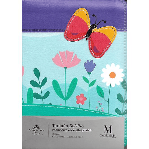 Biblia Rvr1960 Con Cierre Tamaño Bolsillo - Mariposa