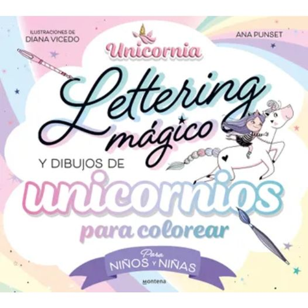 Lettering Magico Y Dibujos De Unicornios Para Colorear 1