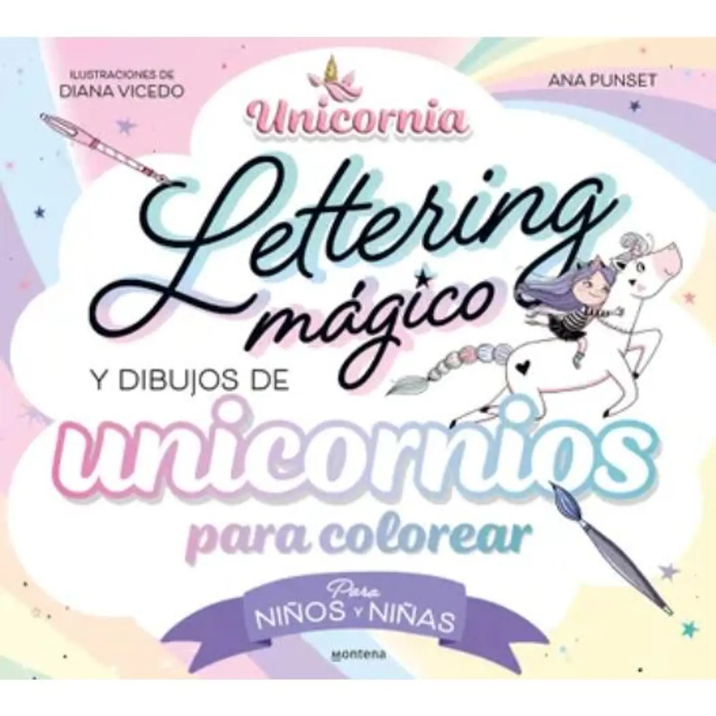 Lettering Magico Y Dibujos De Unicornios Para Colorear 1
