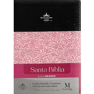 Biblia Rvr1960 Tamaño Manual Letra Grande Rosa Y Negro Con Cierre E ÍNdice (Tapa Imitación Piel)