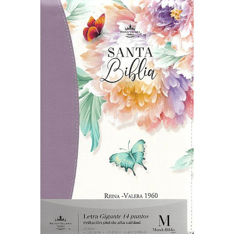 Biblia Rvr1960 Tamaño Manual Letra Gigante  Coleccion Jardin Lila