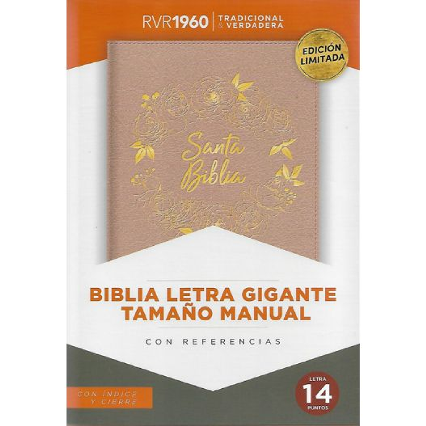 Biblia Reina Valera1960 Letra Gigante Tamaño Manual Con Cierre E Indice Rosa Perla (Tapa Imitacion Piel) 1