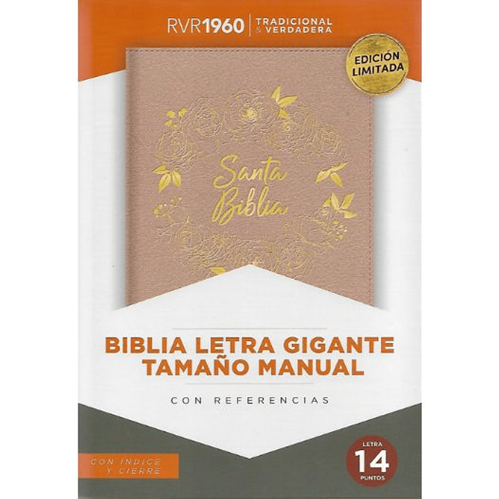 Biblia Reina Valera1960 Letra Gigante Tamaño Manual Con Cierre E Indice Rosa Perla (Tapa Imitacion Piel) 1