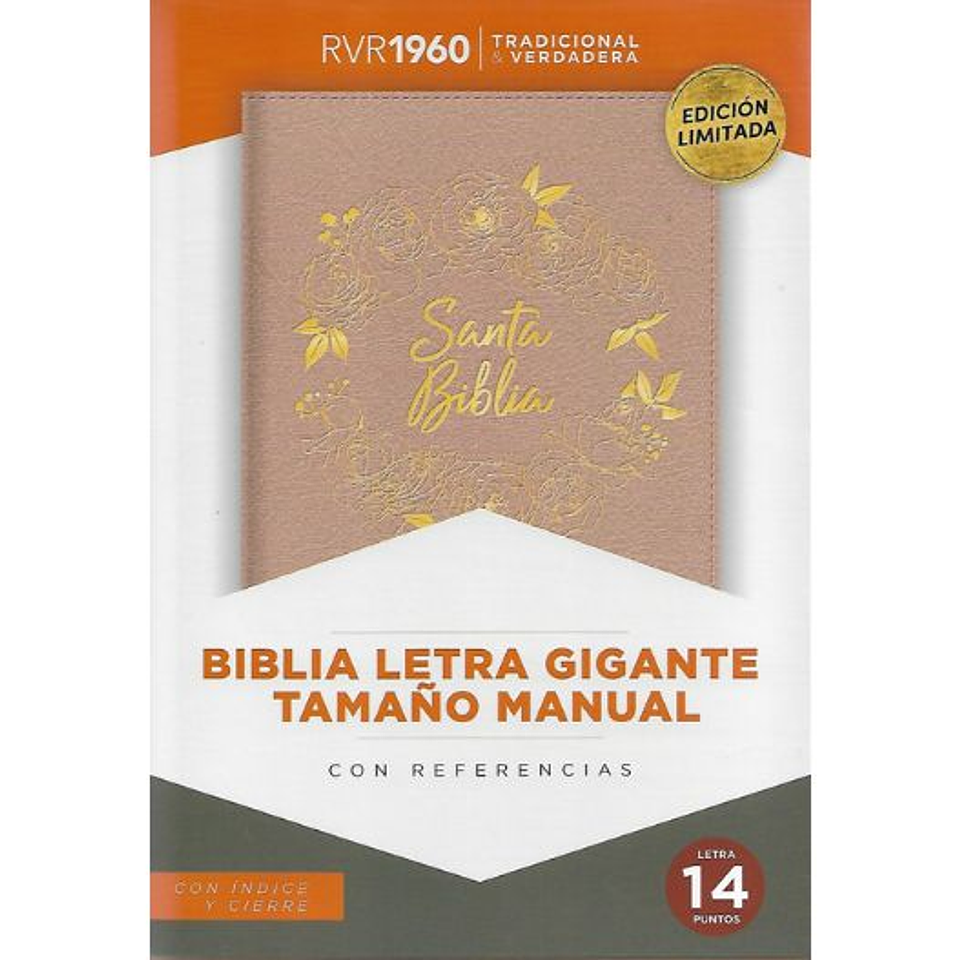 Biblia Reina Valera1960 Letra Gigante Tamaño Manual Con Cierre E Indice Rosa Perla (Tapa Imitacion Piel) 1
