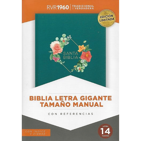 Biblia Rvr1960 Letra Gigante Tamaño Manual Turqueza