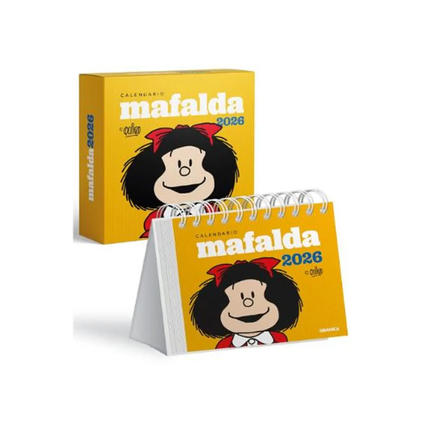 Mafalda 2026 Calendario Caja Amarillo 1