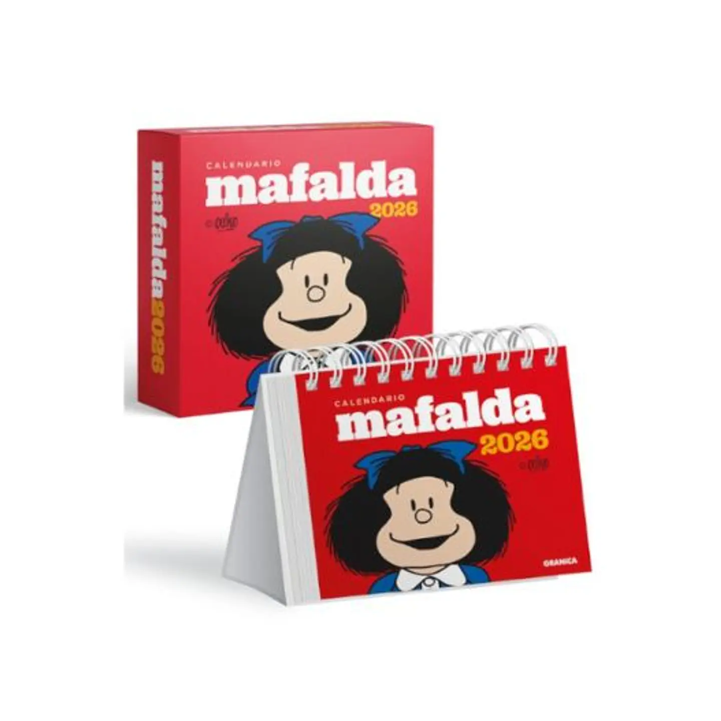 Mafalda 2026 Calendario Caja De Escritorio Roja 1