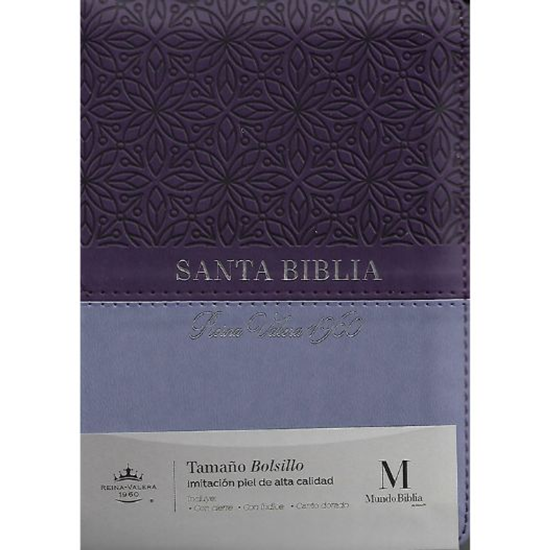 Biblia Reina Valera 1960 Con Cierre Tamaño Bolsillo Bifloral Morada 1