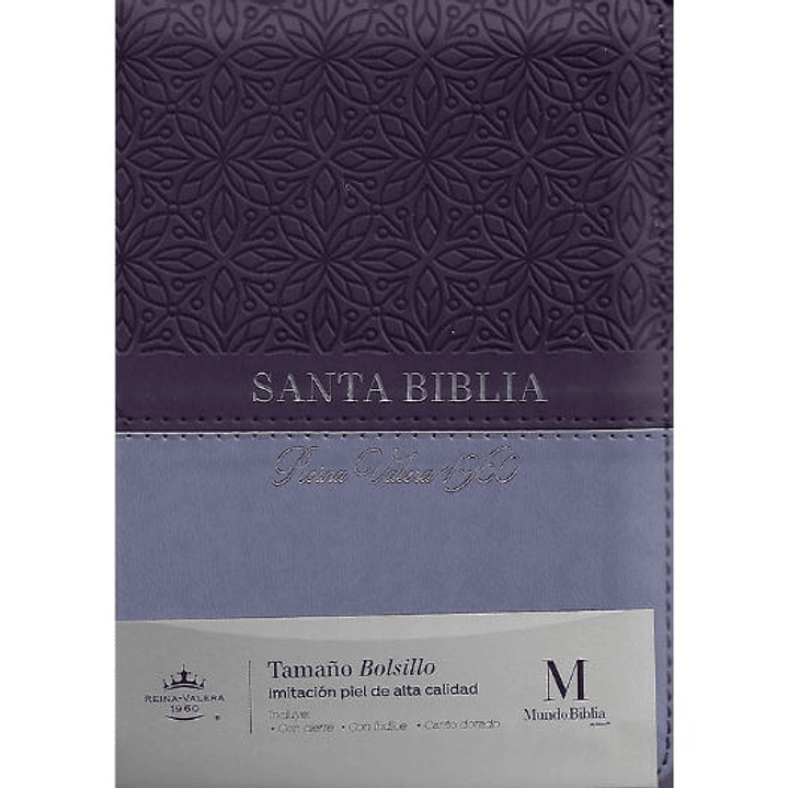 Biblia Reina Valera 1960 Con Cierre Tamaño Bolsillo Bifloral Morada 1