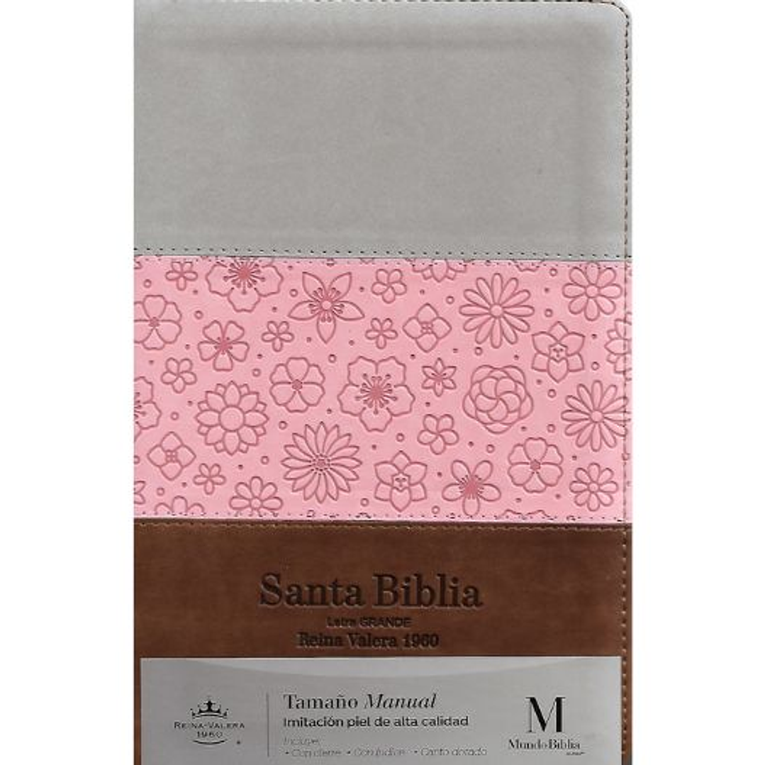 Biblia Reina Valera 1960 Letra Grande Tamaño Manual  Serie Tricolor Rosa-gris-cafe 1