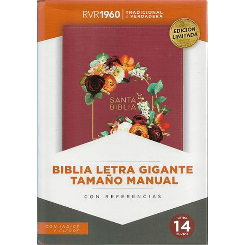 Biblia Rvr1960 Letra Gigante Tamaño Manual Rosa Granada Con Cierre E Indice